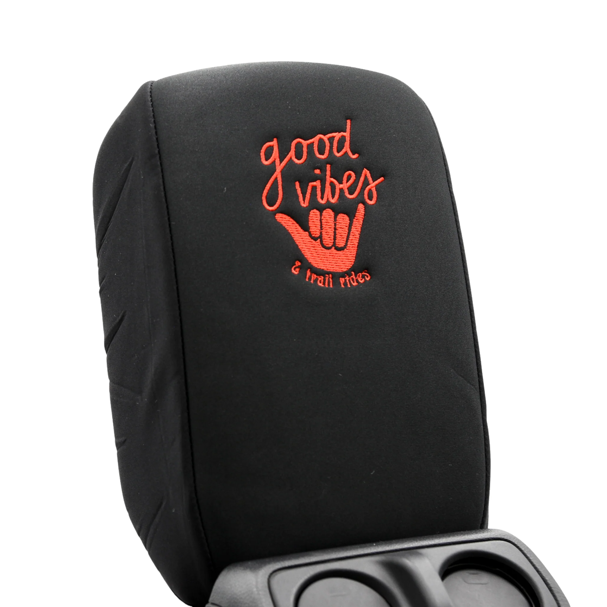 Embroidered Armrest Center Console Cover "Good Vibes" - Image 4