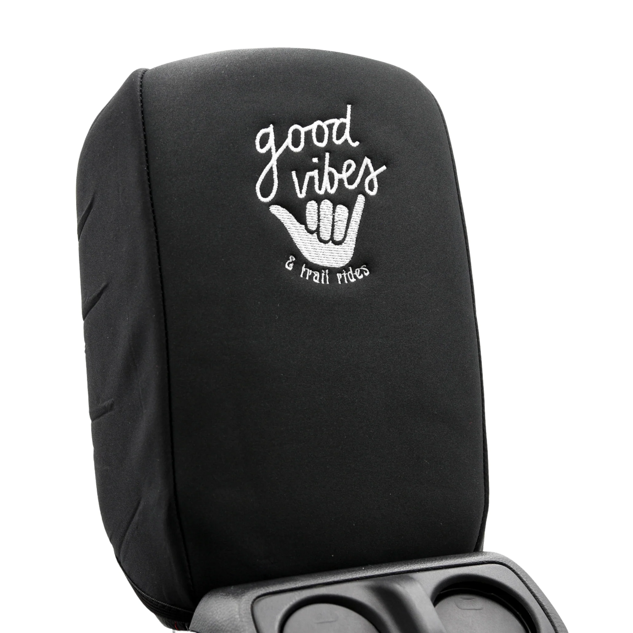 Embroidered Armrest Center Console Cover "Good Vibes" - Image 6