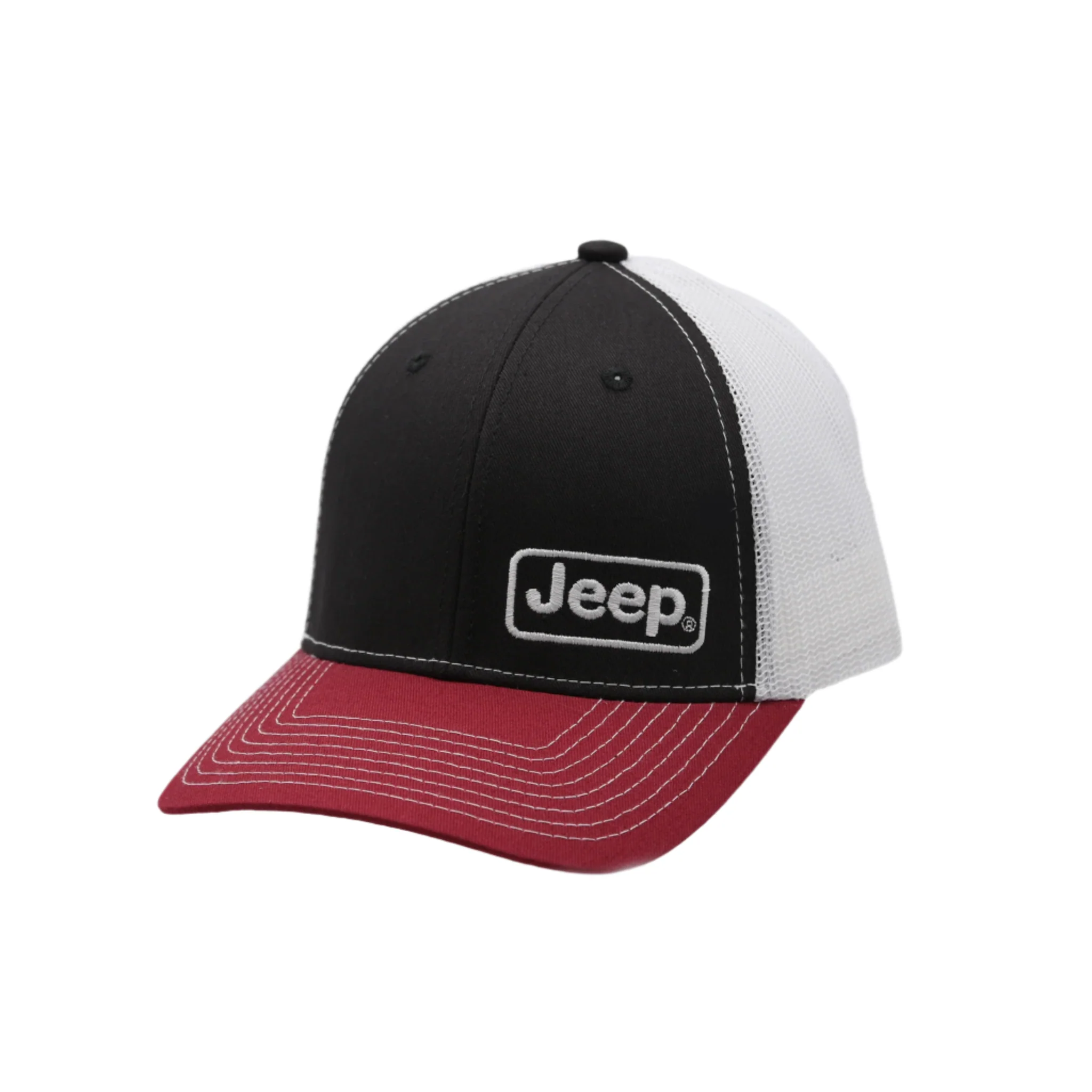 Red, White, & Black Patriotic Jeep Logo Cap